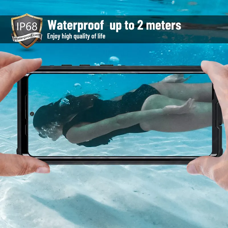 luxury clear underwater case for samsung galaxy s21 ultra s20 swim proof case built in screen protector cover protection capa free global shipping
