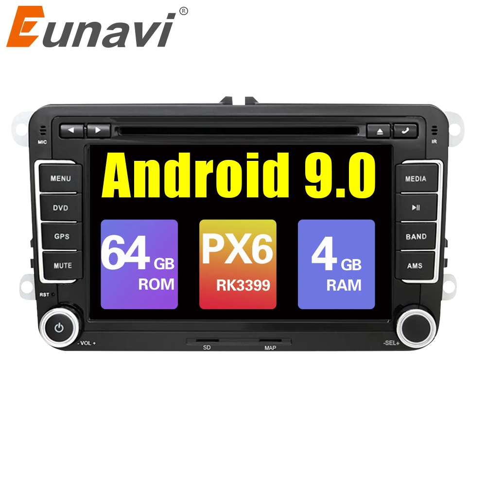 Eunavi 2 Din Android 9,0 автомобильный dvd-плеер аудио радио gps navi для VW GOLF 6 Polo Bora JETTA B6 PASSAT Tiguan SKODA OCTAVIA