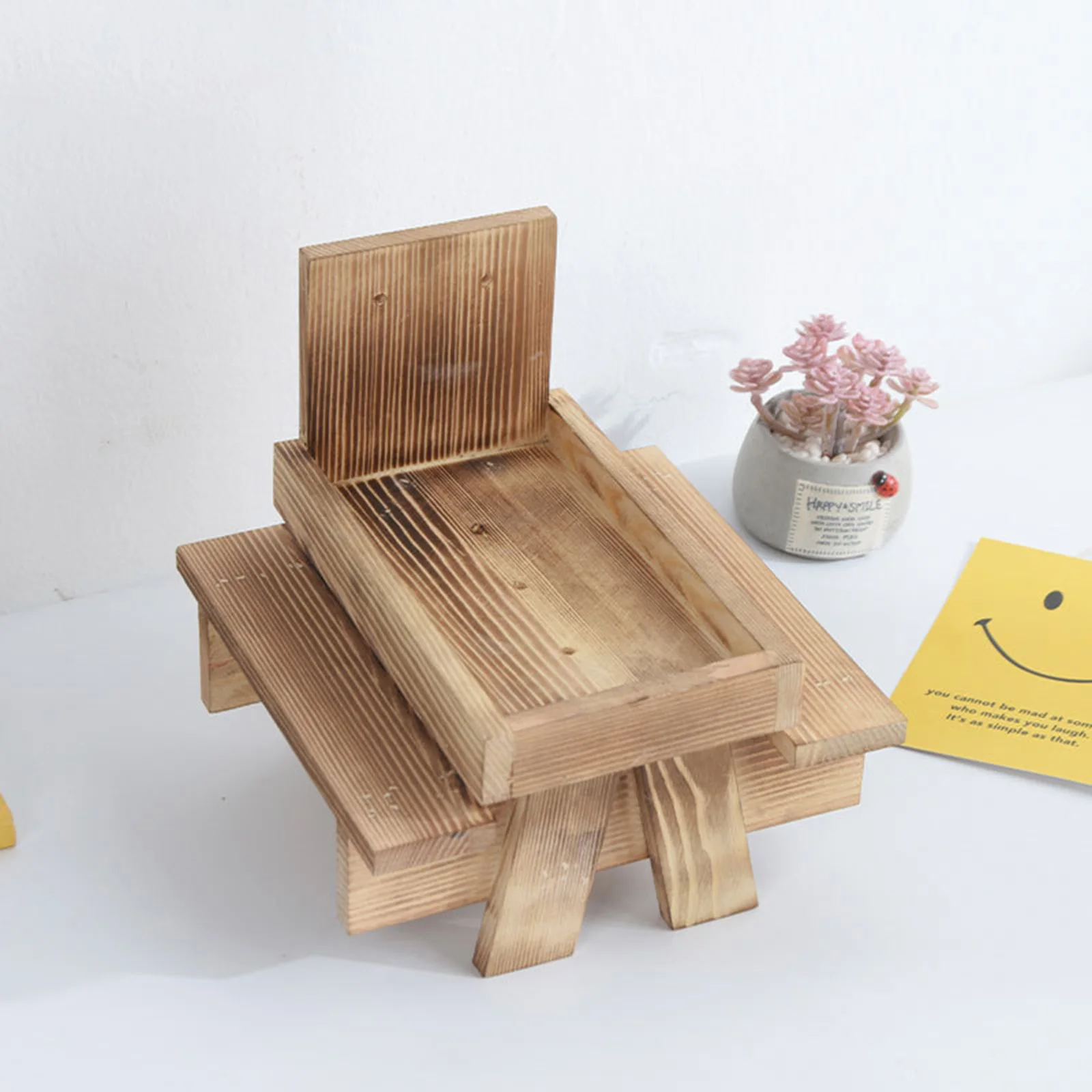 Household Wooden Squirrel Feeder Simple Style Creative DIY Crafts Outdoor Garden Ornaments Corn Nut Feeding Table |