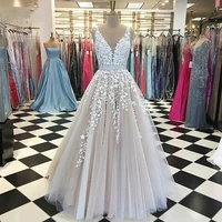 wedding dress v neck white ivory appliques lace crystal tulle a line bride dress vestido de noiva ball gown prom evening desses