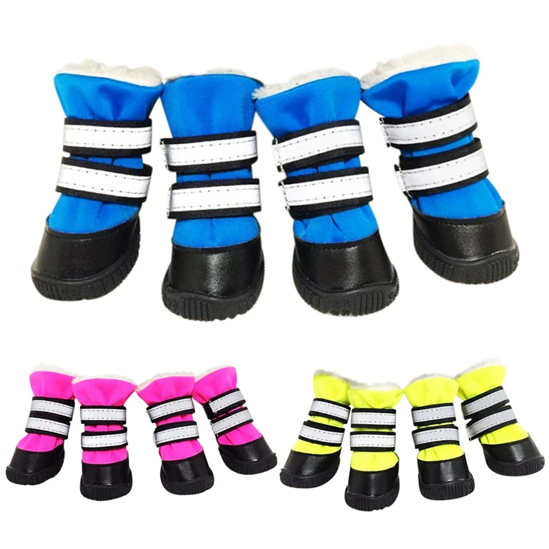 4 шт./компл. Зимняя обувь для собак Водонепроницаемая Обувь дождливой погоды