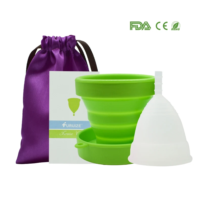 Красный 1pcs Menstrual Cup and 1pcs Sterilizer Cup Sterilizing Collapsible Cups to Clean Copa Menstrual Recyclable Foldable Cup - Цвет: Красный
