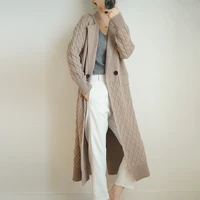 autumn and winter pure cashmere sweater medium long womens cardigan loose lazy thickened sweater knitted coat long sleeve coat