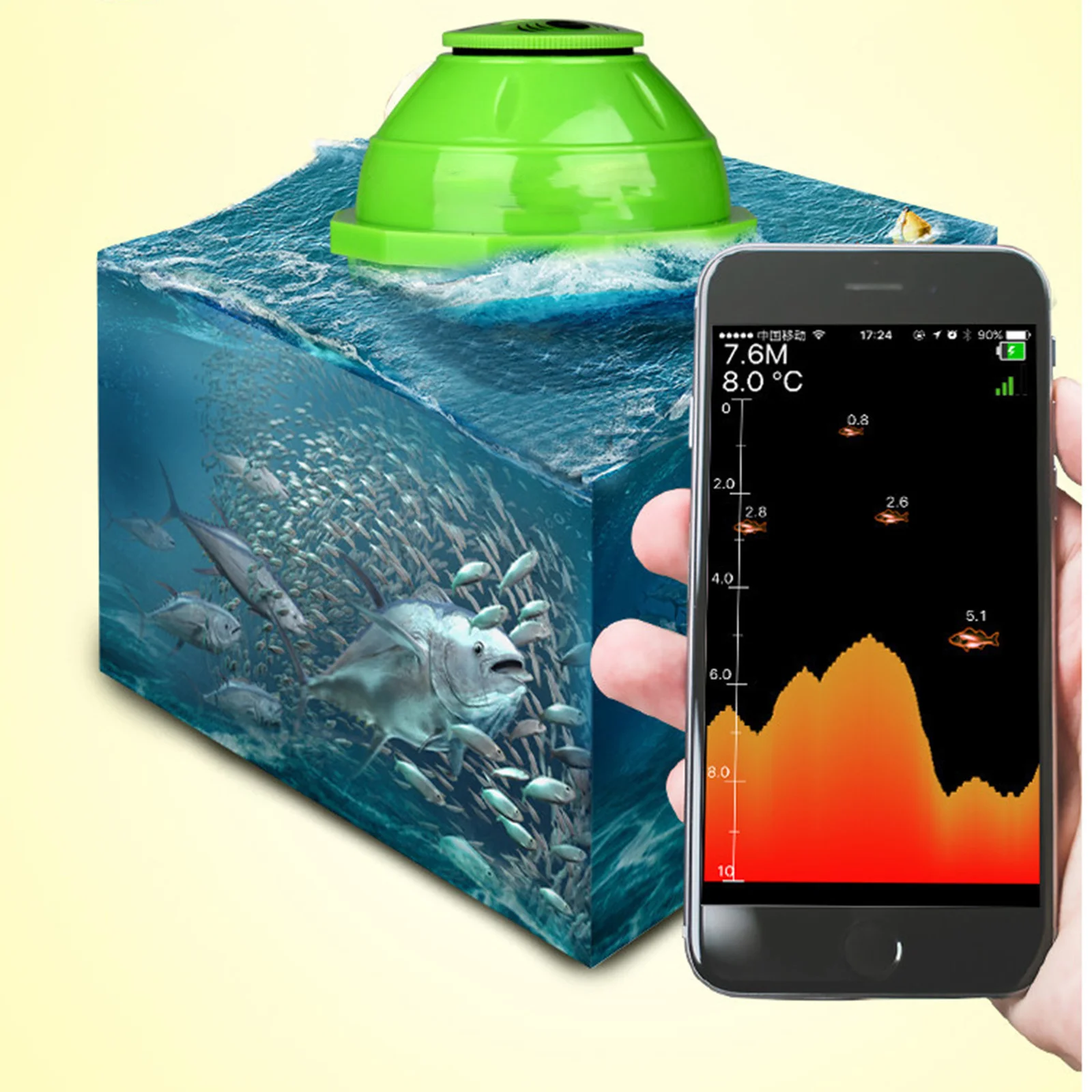 Smart sonar WiFi wireless portable fish detector visual fishing device compatible with IOS Android xr-hot | Спорт и развлечения