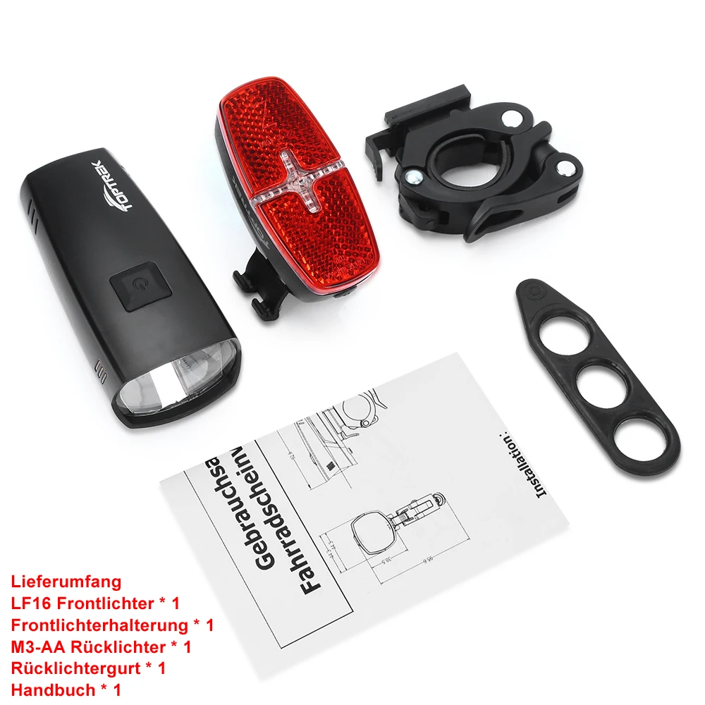 Велосветильник Toptrek предупреждающий задсветильник и передний свет