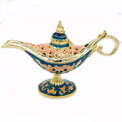 Gold blue ERMAKOVA, 9 видов стилей, металлическая легенда, волшебный джинн, лампа, горшок, классический, благовония, горелки, джинн, желая, масляная лампа, подарок, украшение для дома, свадьбы - Цвет: Gold blue