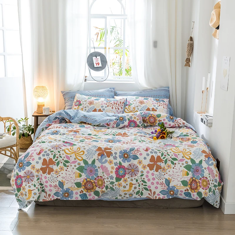 100% хлопок мягкая простыня пододеяльник набор Реверсивный комфортный чехол