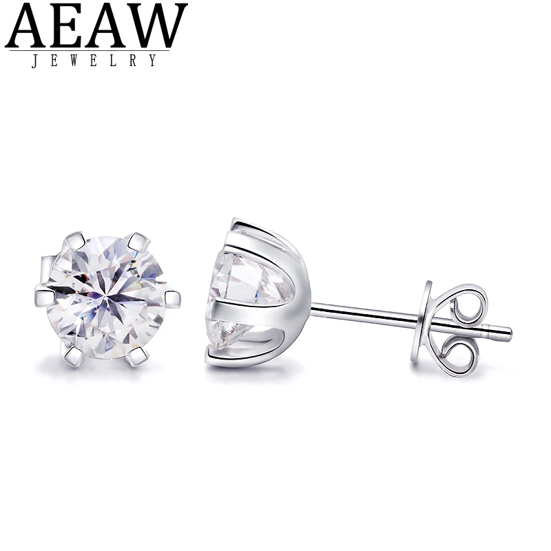 AEAW 2ctw DEF белый алмаз тест прошел Moissanite серьги серебристого цвета Бижутерия
