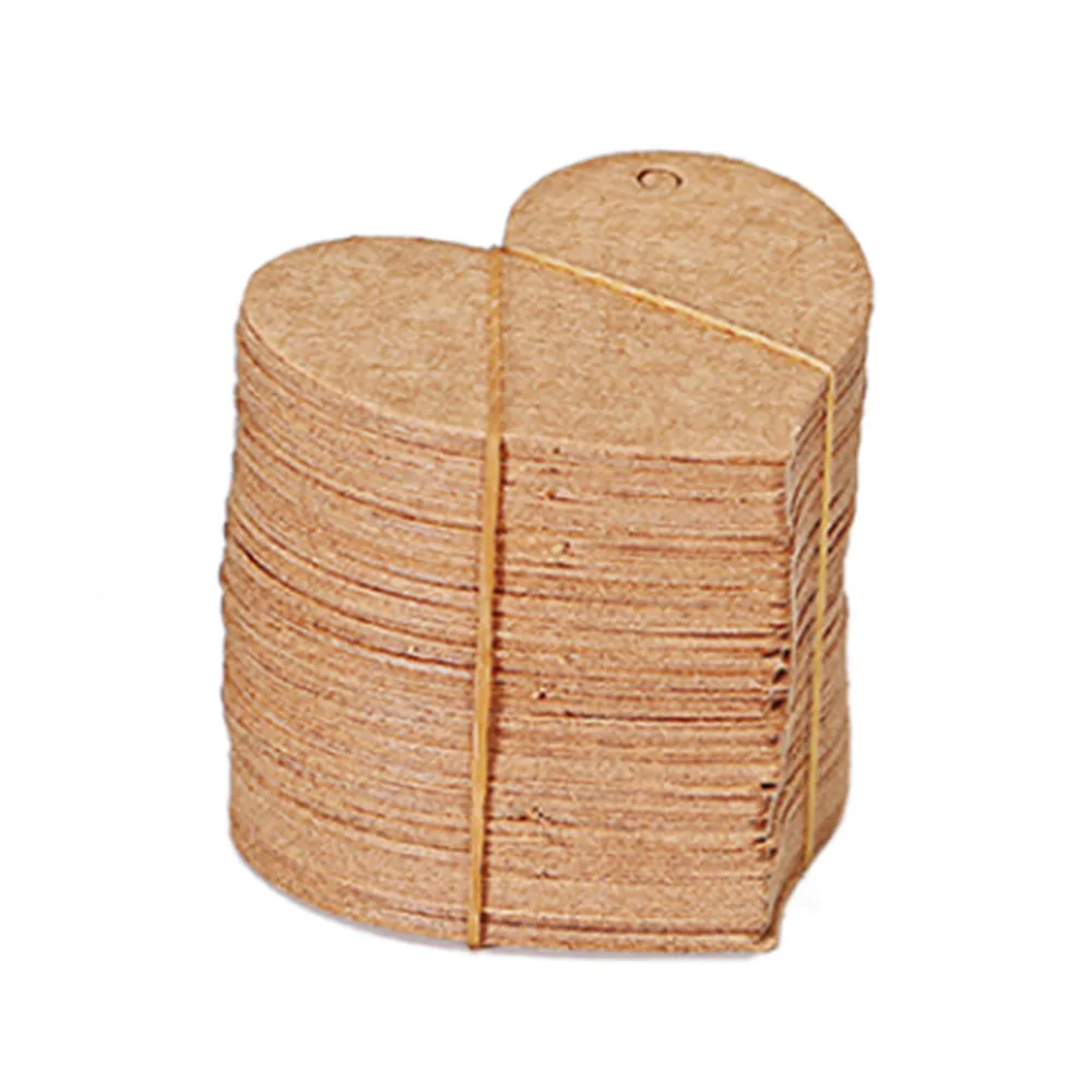 

2021 New 50pcs 4.5*4cm Wedding Favour Gift Tag DIY Tag Price Label Heart Shape Kraft Paper Card Party Favor 3 Colors