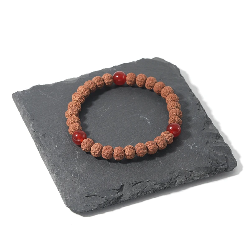 Красный оникс и оригинальный браслет Rudraksha с бусинами эластичный шнур мужская