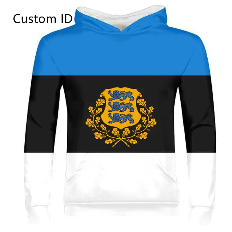 

Estonian men's free customized photo Hoodie national flag ID customized boys and girls leisure sunshine customized name national