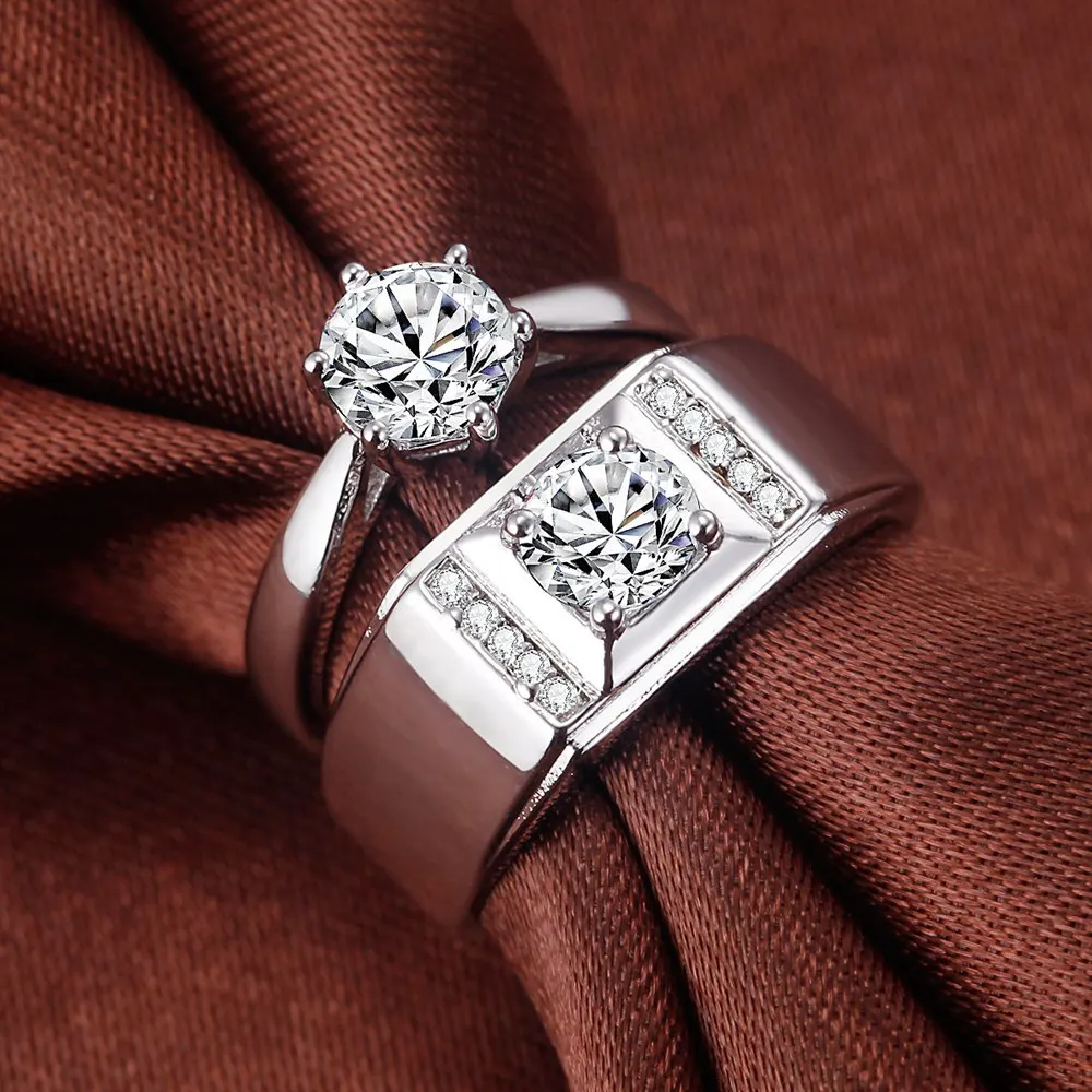 

1 пара, регулируемое кольцо для влюбленных, с кристаллами