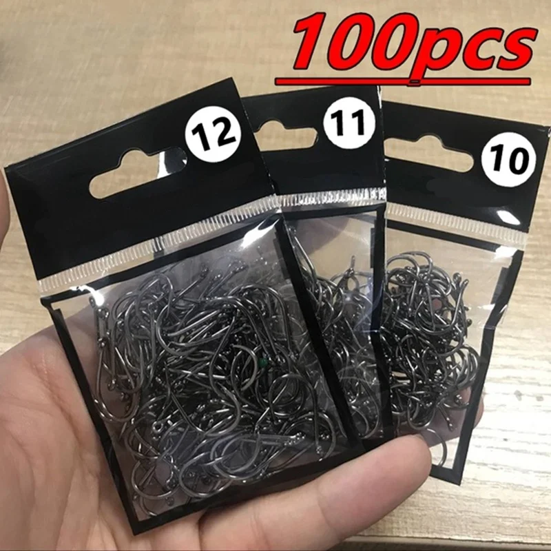 

100pcs High Carbon Steel Circle Carp Eyed Fishing Hook Size 8 9 10 11 12 Ring Eye Japan Fish Hook
