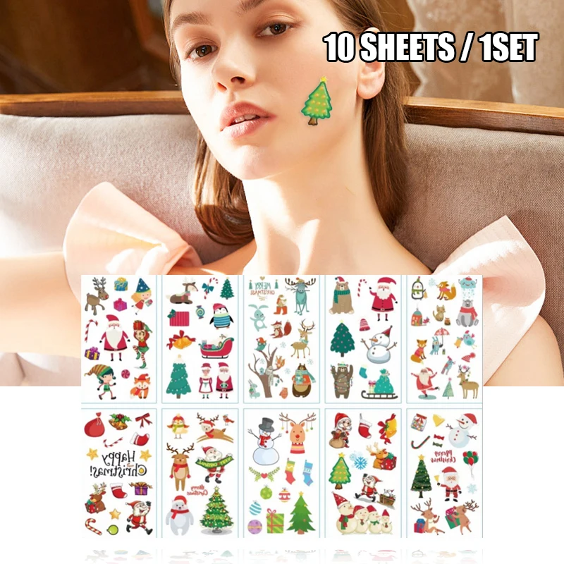 

10pcs Waterproof Halloween Children Fake Face Luminous Tattoo Sticker Festival Art Makeup Body Decoration PAK5