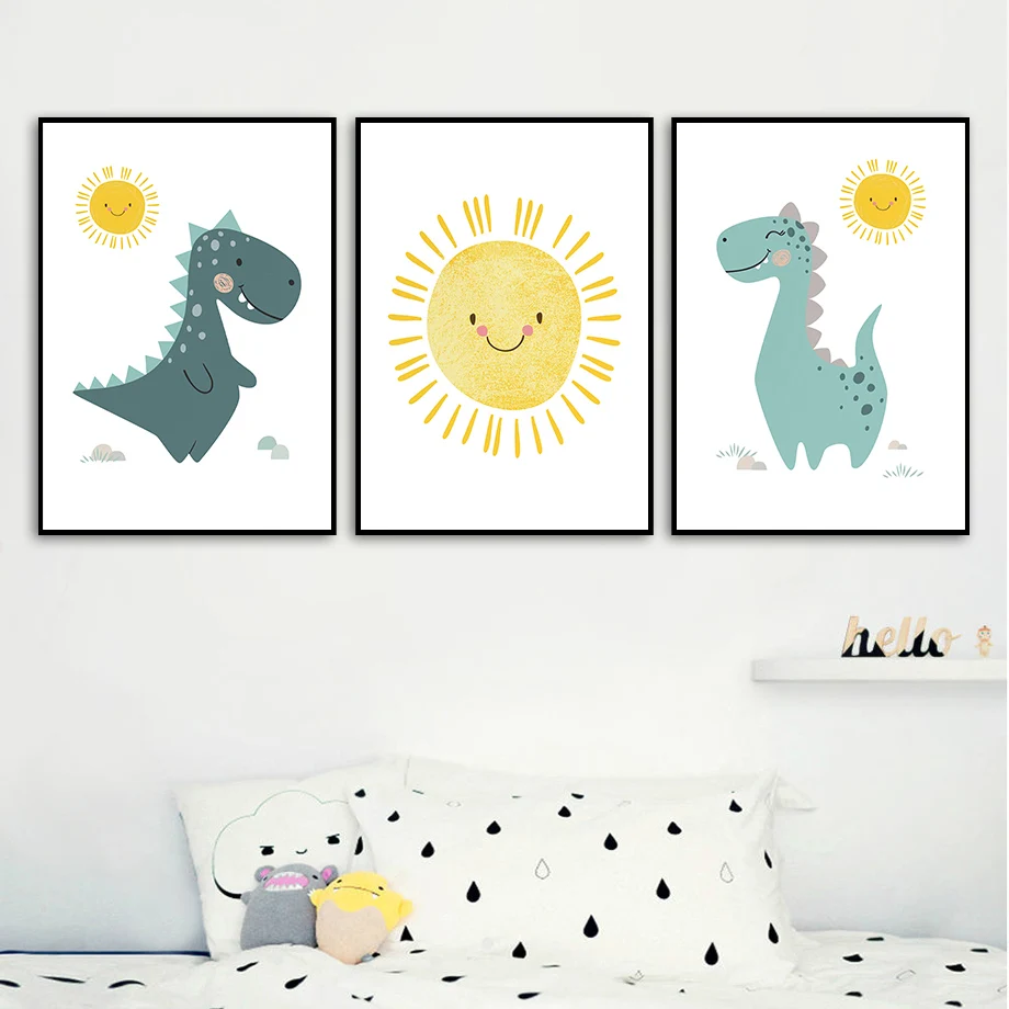 

Dinosaur Raptors Pterosaur Baby Alphabet Nordic Canvas Painting Posters and Prints Canvas Wall Art for Nursery Kid Bedroom Decor