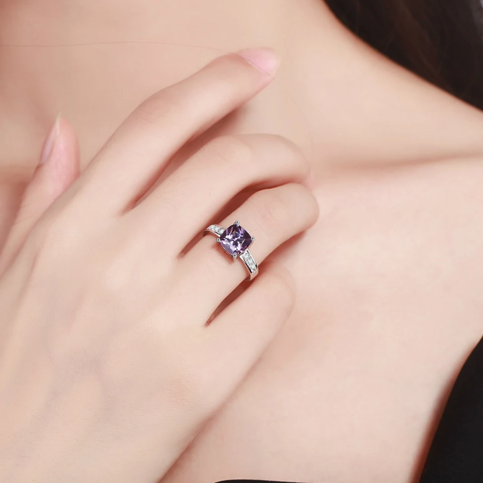 Zircon Red Purple Stone Rings For Women Rose Gold Silver Color Open Adjustable Engagement Wedding Female Ring Fashion Jewelry | Украшения и