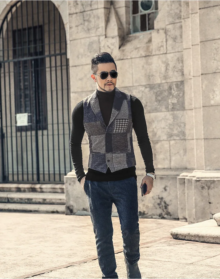 Мужской Блейзер M242 весенний клетчатый блейзер в стиле ретро Повседневный