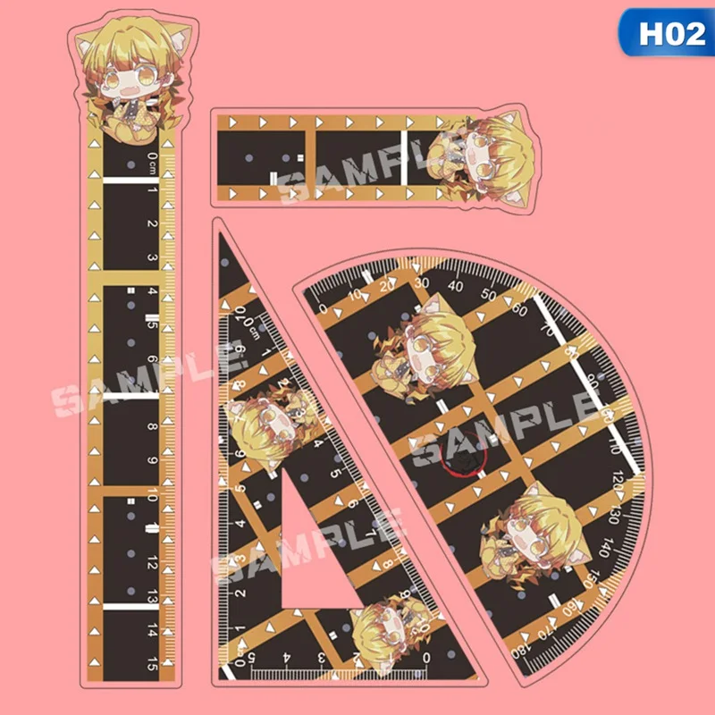 

1/4PCS Anime Demon Slayer Cartoon Figures Rulers Tanjirou Nezuko Zenitsu Inosuke Acrylic Measuring Ruler Set