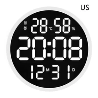 simple design living room led round wall clock digital display temperature date u2jc