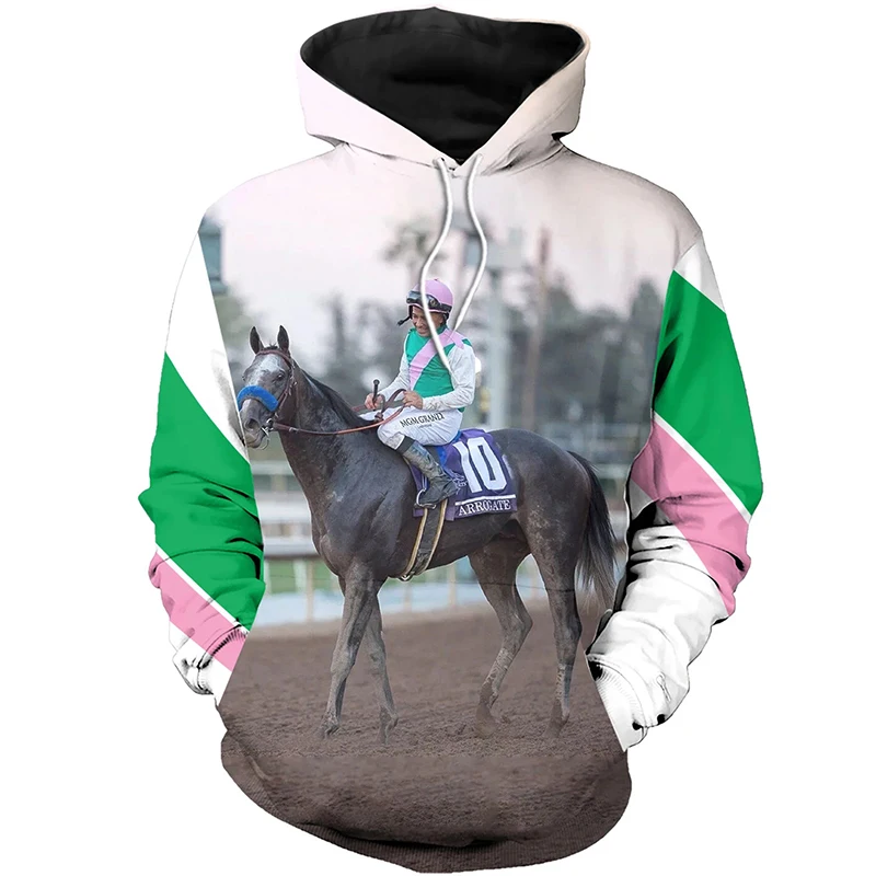 Liumaohua 3d Толстовка с капюшоном/толстовка животным Champion медалью лошадью Осень