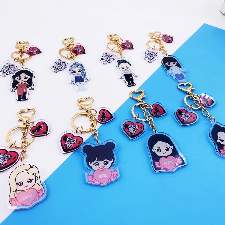 Металлический брелок JISOO LISA ROSE JENNIE с мультяшным рисунком Модный милый маленький