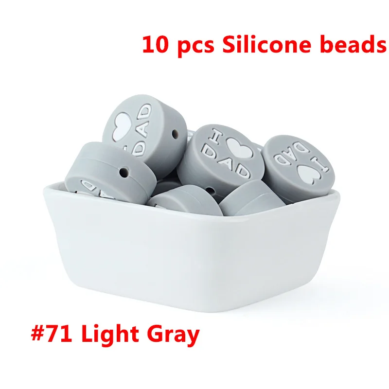 71-10pcs Keep& Grow 10 шт. круглые силиконовые бусы I love Mom Dad грызунок ожерелье бусы DIY Perle Slicone Dentition Kralen игрушки - Цвет: 71-10pcs