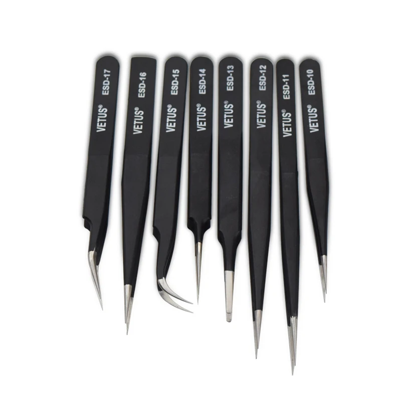 8 шт., точный Антистатический пинцет из нержавеющей стали