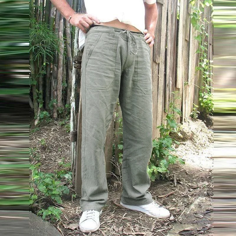 

Joggers Men Solid Color Leisure Loose Trousers Straight Man Pants Spring Cotton Drawstring Pants Men S-5XL