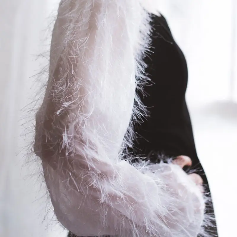 Корейские женские пушистые съемные накладные, длинные рукава-фонарики, Женские однотонные Декоративные Солнцезащитные свободные рукава, вечерние Клубные костюмы