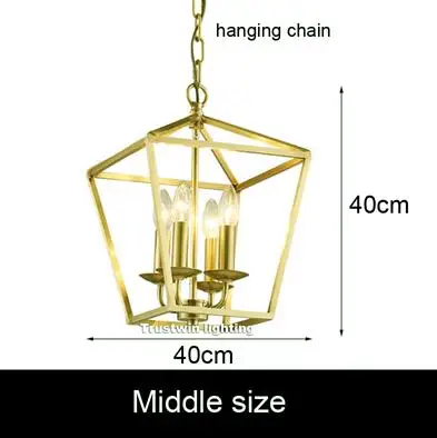 middle size Стильный медный латунный золотой подвесной светильник с цепочкой, подвесной светильник, птичья клетка, гнездо для столовой, гостиной, золотой подвесной светильник - Цвет корпуса: middle size