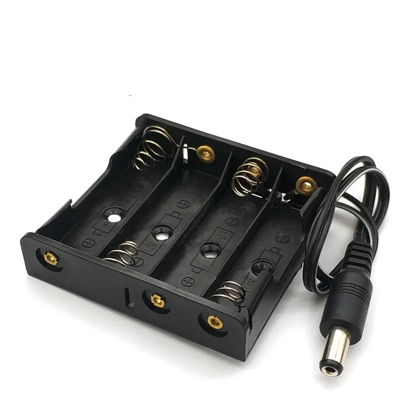 

30pcs/lot Plastic Battery Holder Storage Box For 4 x AA Batteries Case Shell Diy Power Bank Iqos With DC2.1x5.5mm Plug