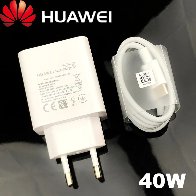 Оригинальное быстрое зарядное устройство для Huawei P30 Pro 40 Вт супер зарядный