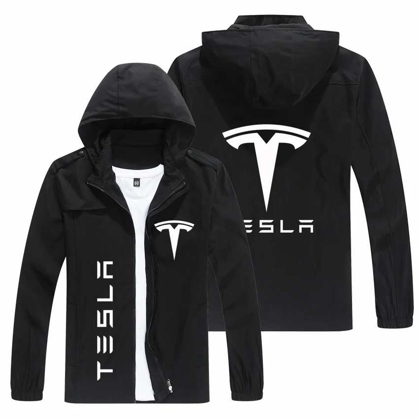 

New Men Jacket TESLA Logo Print Zipper Cardigan Jackets Fashion Slim Casual Baseball Uniform Biker Jacket Coat Tops M-XXL