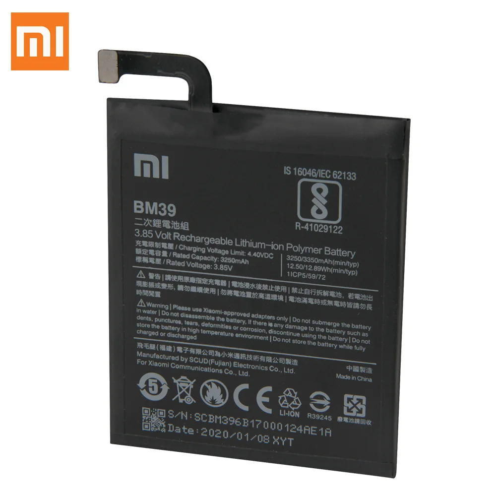 Original Replacement Battery For Xiaomi Mi 6 Mi6 MCE16 BM39 Genuine Phone 3350mAh | Мобильные телефоны и аксессуары