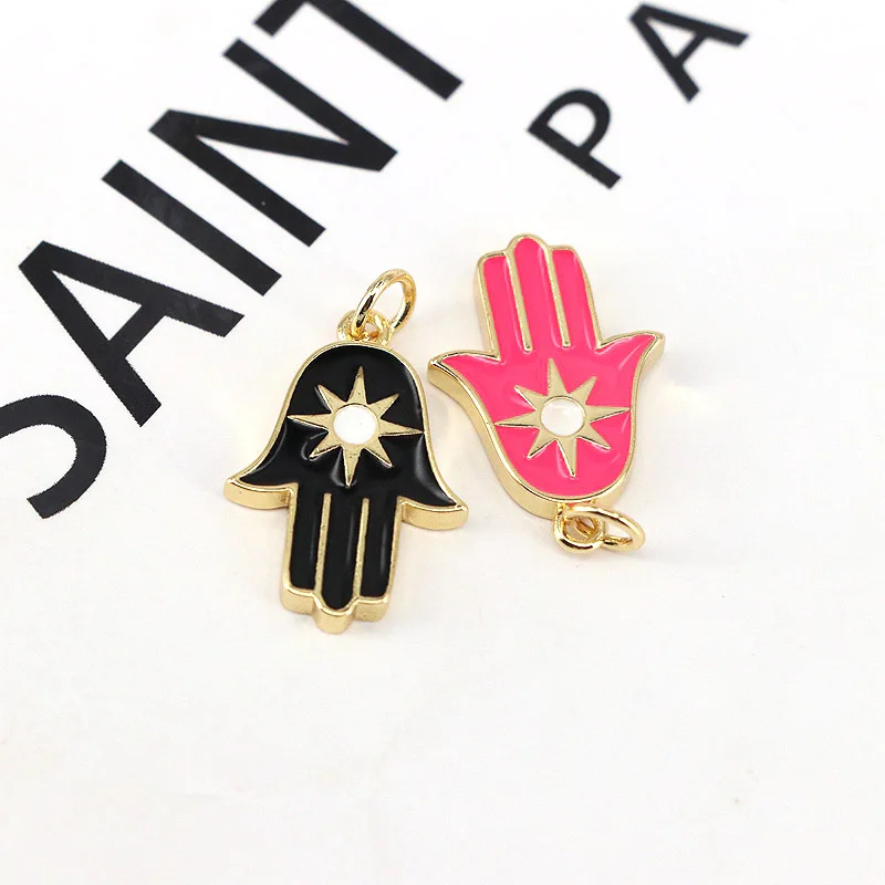 

10Pcs,Hamsa Hand diy Charms For Jewelry Making, Gold Color Charms, Fashion Bracelet Necklace Accessories