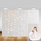 Фон для фотосъемки с белой кирпичной стеной для фотосессии с мигающими блестками дети ребенок день рождения портрет фото фон