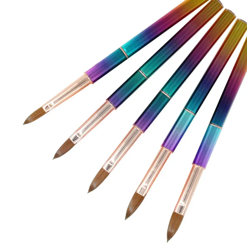 

1pcs Acrylic Nail Brush Kolinsky Sable Hair Brush UV GEL Nail Brush Nail Art Manicure Powder Pedicure With Gradient Metal Handle