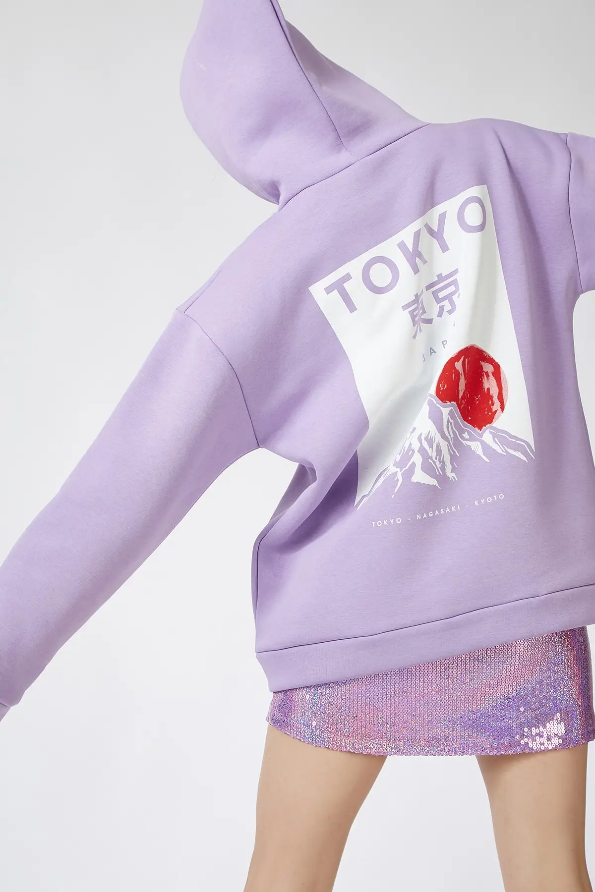 Счастливый ист. Женская зимняя Толстовка Оверсайз с капюшоном OX00046 | одежда