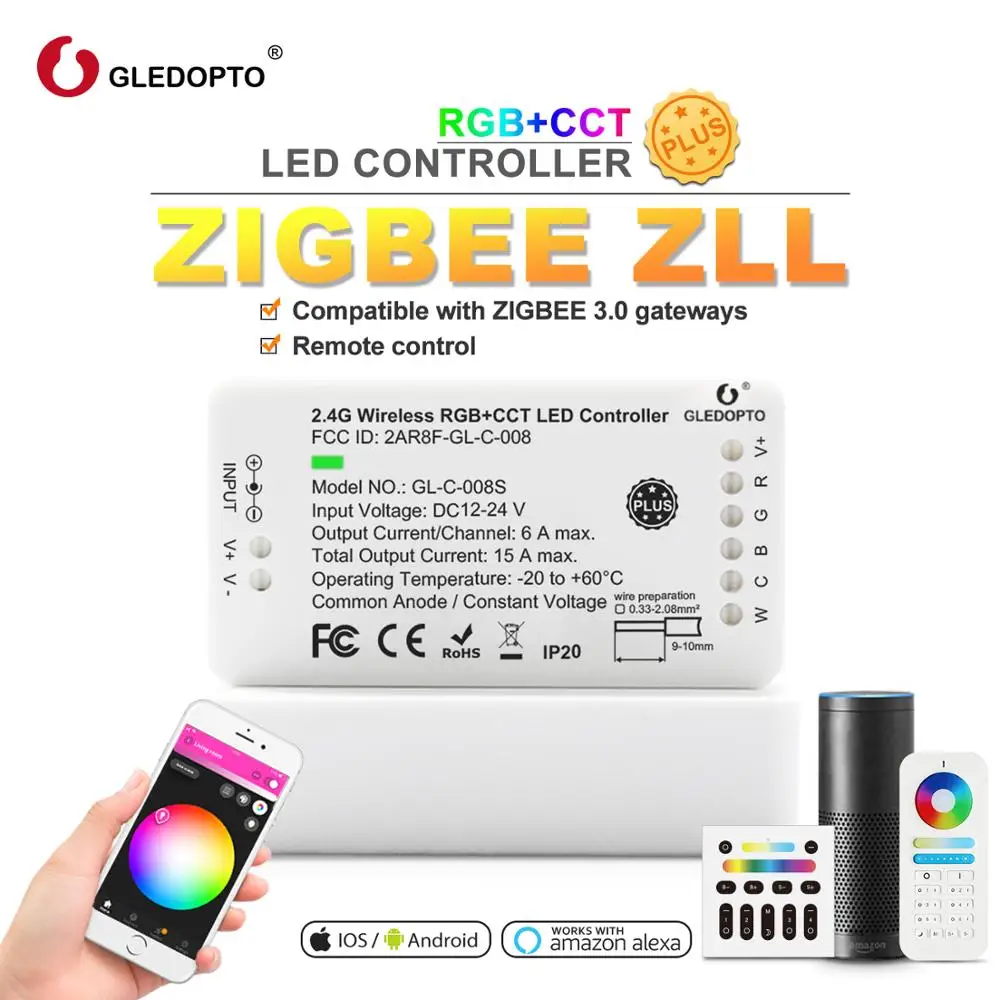 Zigbee дистанционного Управление RGBCCT WW/CW Светодиодные DC12/24V Цвет полосы