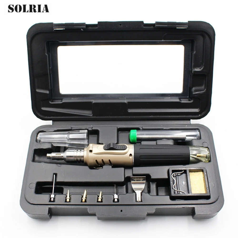 

10 in 1 Auto Ignition Gas Welder Cordless Welding Torch Kit HS-1115K Butane Gas Welder Durable and Safety Welding Tools 3 Color