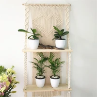 macrame hanging planter basket wall handmade plant hanger pot indoor purl edging and wood bead party wedding home decoration