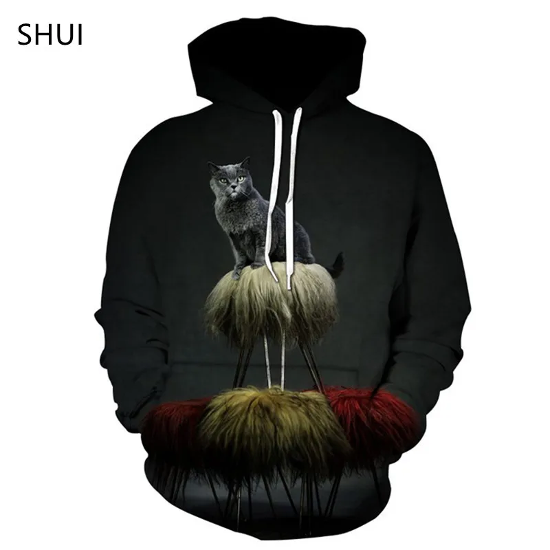

Black Tongue Cat Sweatshirt Pullover Top Black Cat 3D Printing Hoodie Men's Women's Long Sleeve Hoodie Animal Sweatshirt Jacket