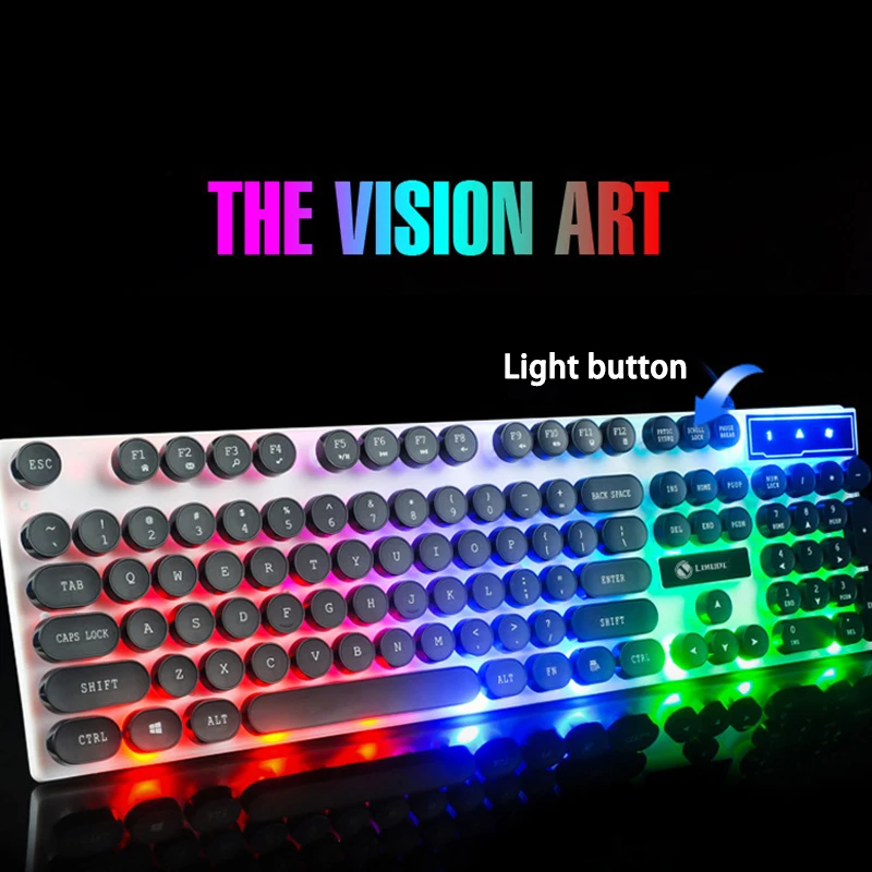 Механическая игровая клавиатура RGB USB модная круглая эргономичная со