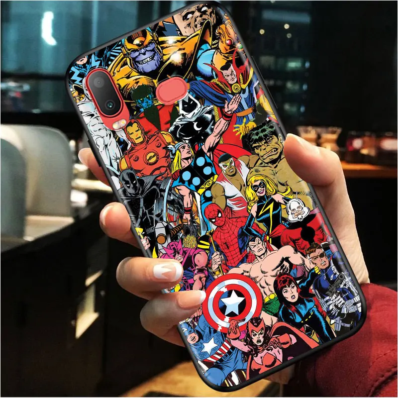 

Marvel sticker for Samsung A3 A5 A6 A7 A8 A9 A6S A750 A8S 2016 2017 2018 Star Plus TPU Black Phone Case