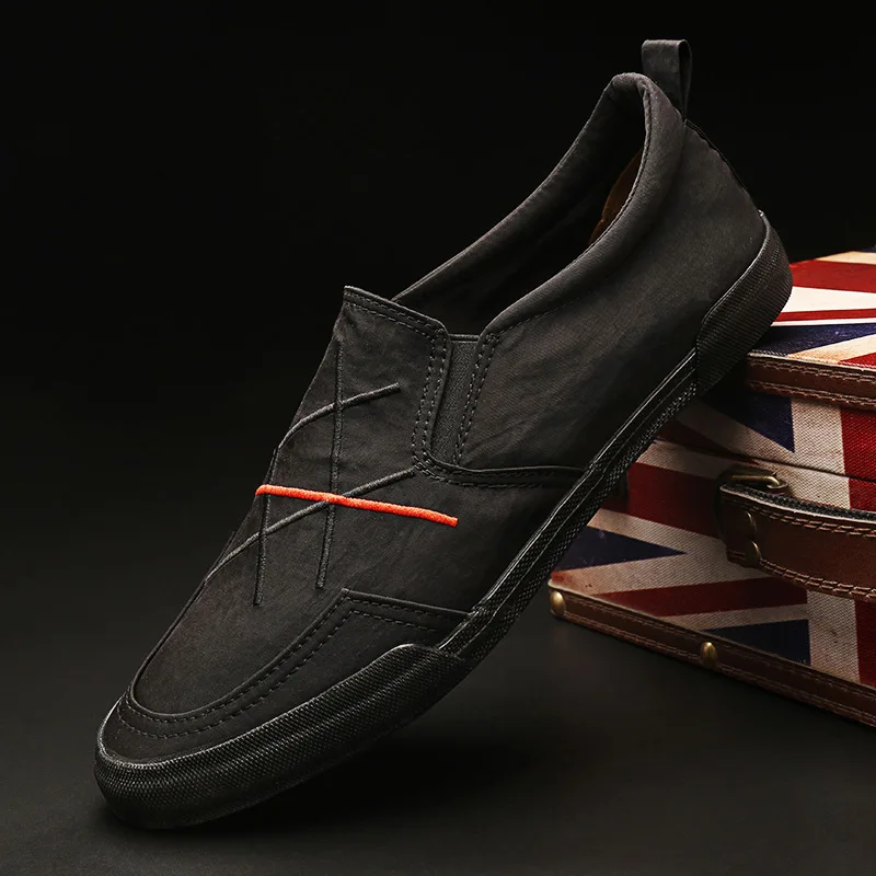 Модные кроссовки Винтажные мужские туфли из парусины Мужская повседневная обувь