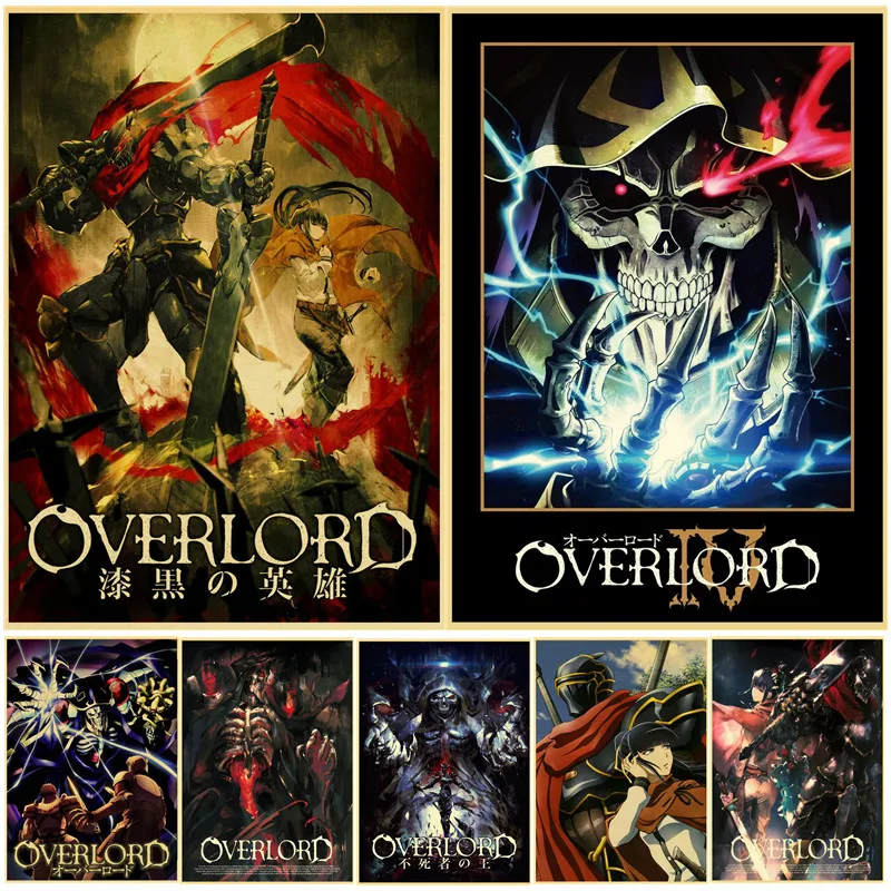 

Anime Overlord Retro Poster Albedo Ainz Ooal Kraft Poster Painting Wall Decals for Home Living Room Decor 42X30 CM 30X21CM Movie