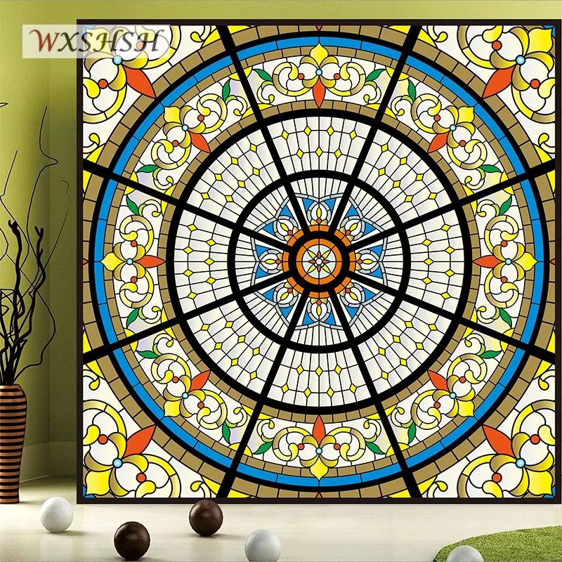 

Stained Window-Cover Customized Size Static Film Electrostatic Symmetry Anti-UV Decoration PVC Frosted Glass Sticker 40cmx100cm