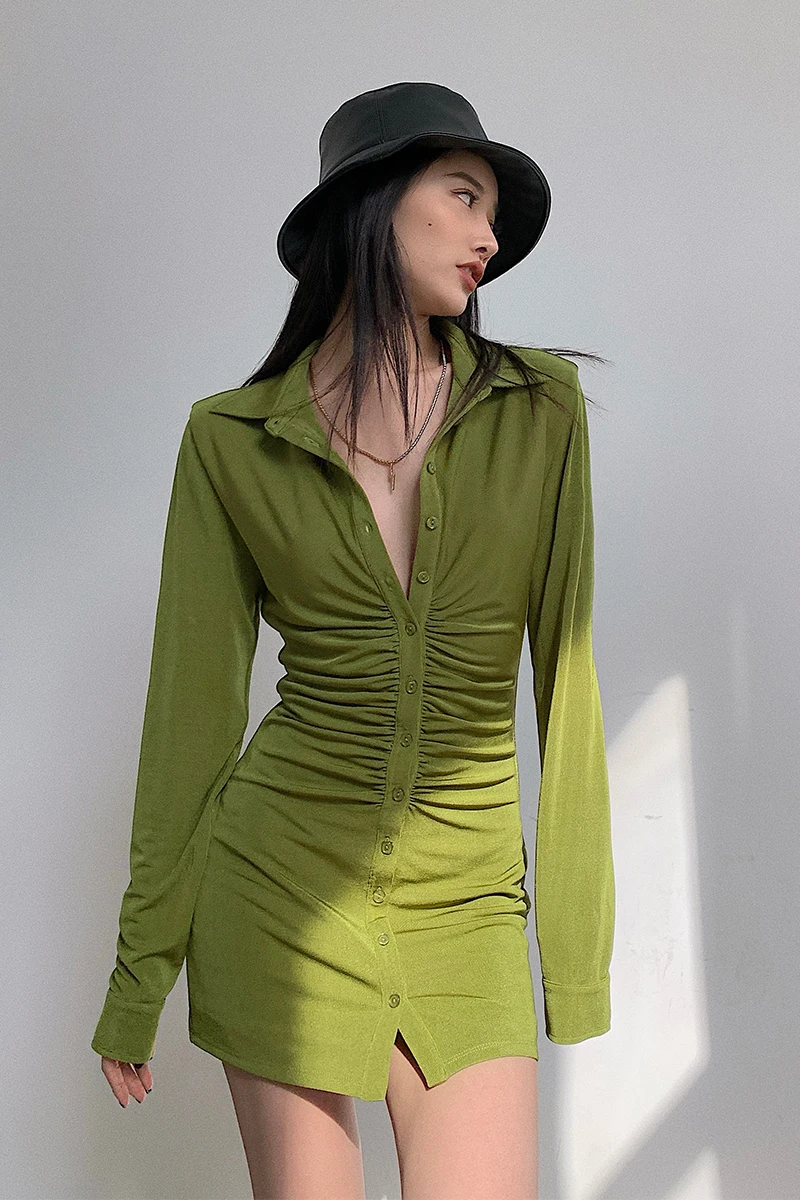 

High waist pleated dress female ins short skirt 2021 early spring new slim long short skirt