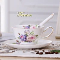 bone china tea cup saucer spoon set elegant ceramic teacup 200ml british porcelain coffee cup dropshipping