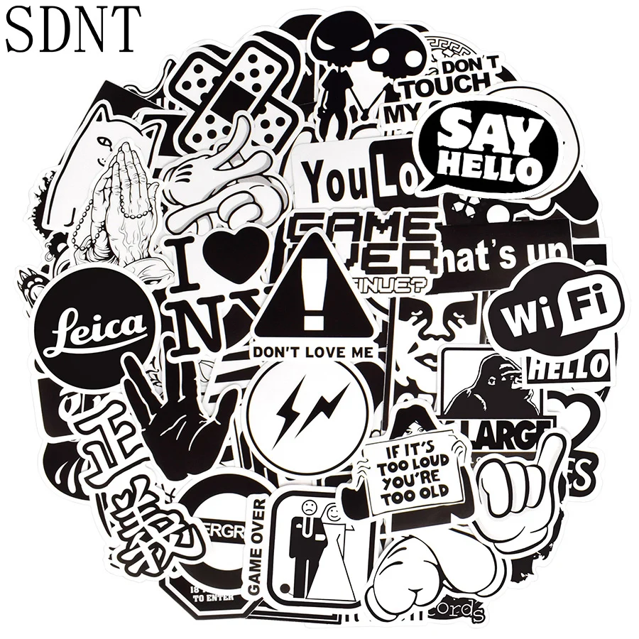 100 шт прозрачные крутые наклейки черно белые панк граффити для взрослых DIY